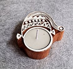 Handmade Wooden T Light Candle Set of 5 Decor